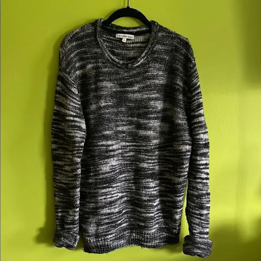 Calvin Klein Black & White Marled Sweater Size L